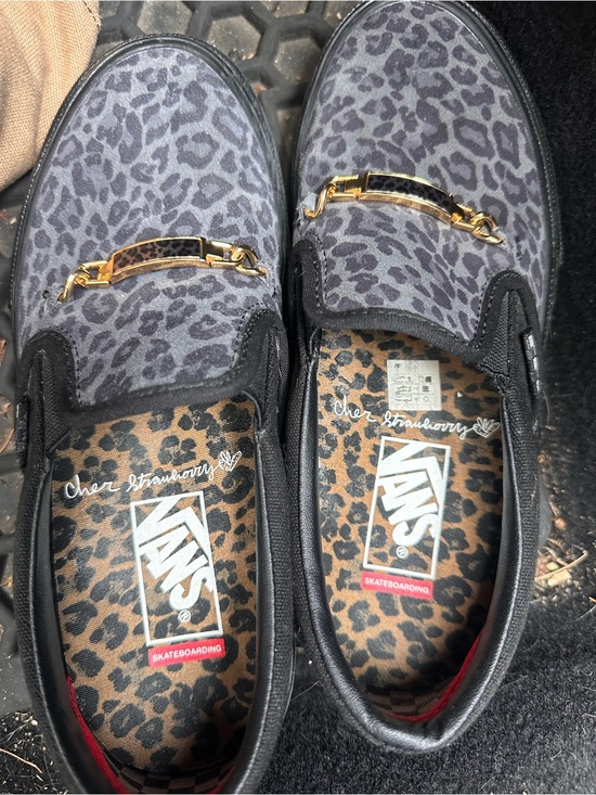 Vans Shoes - Vans Leopard Print Slip-On Sneakers with Gold Bar